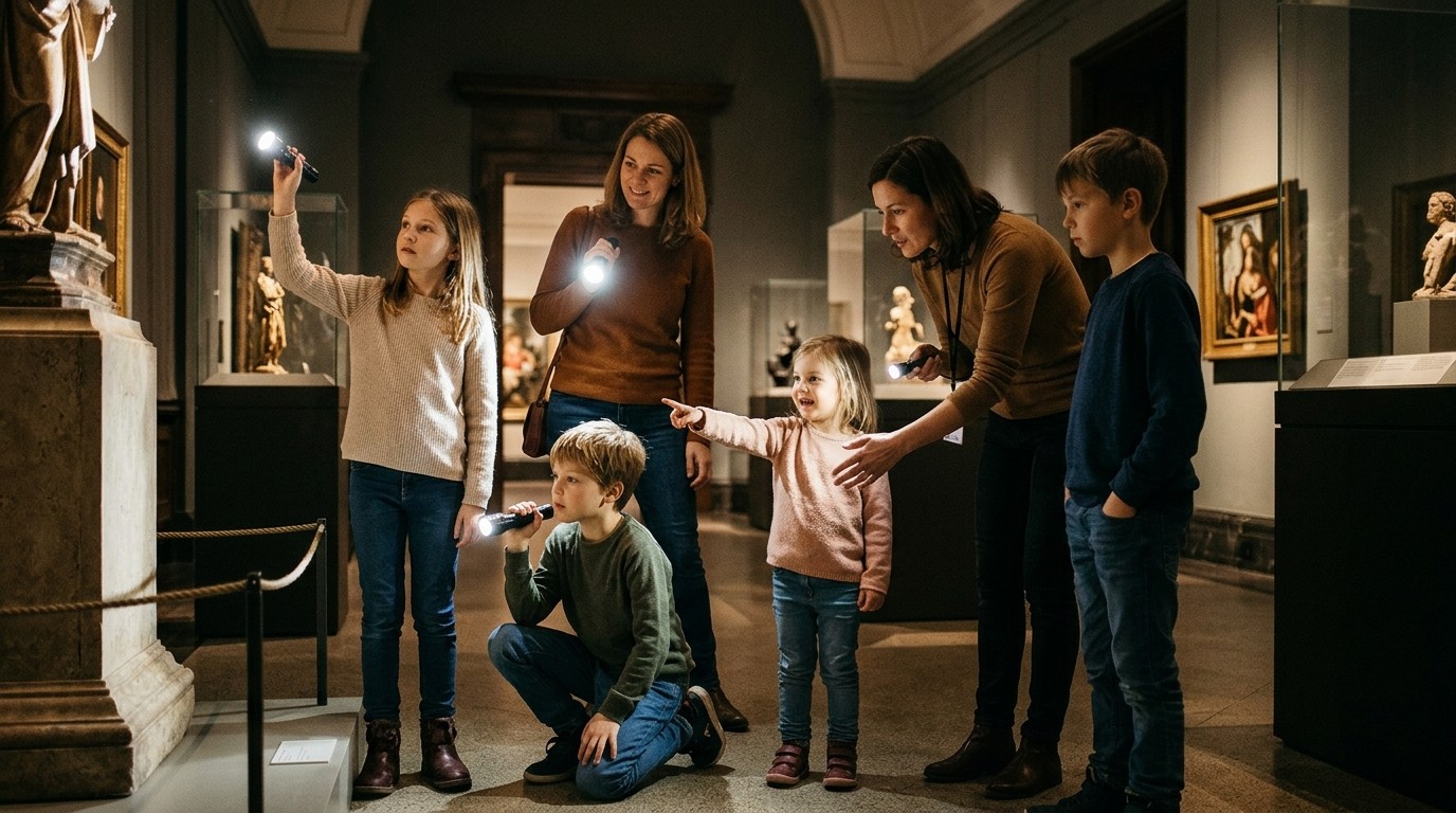 AI-generated image: Flashlight tour in German — Haus am Waldsee