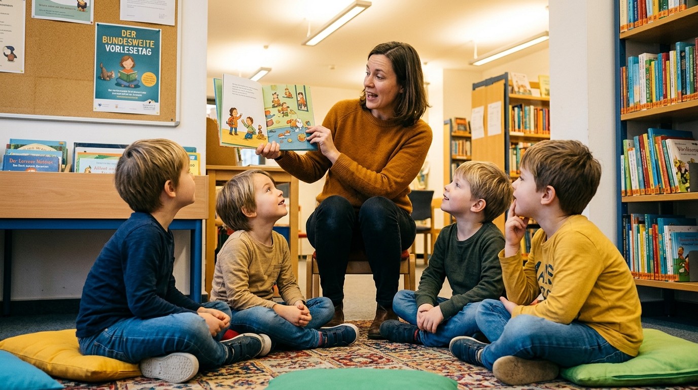 AI-generated image: National Read Aloud Day — Ingeborg-Drewitz-Bibliothek