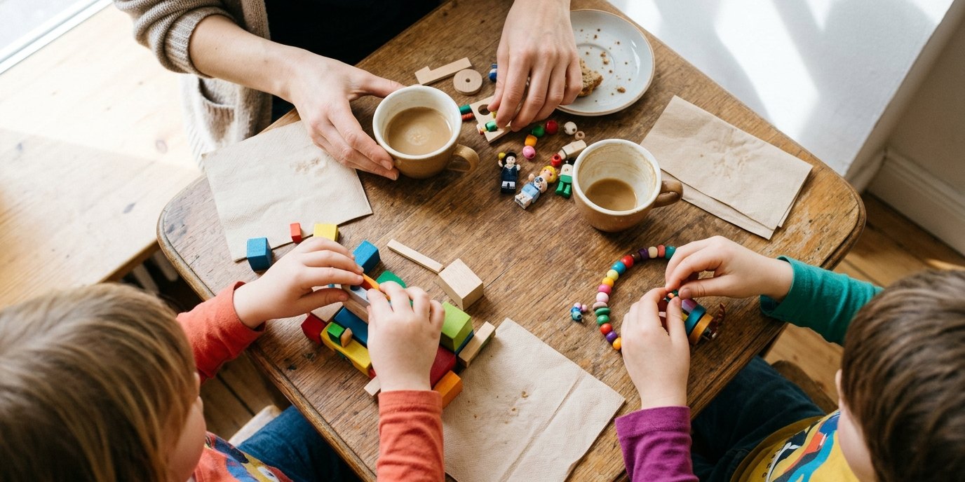 KI-generiertes Bild: Offenes Familiencafé — Familienzentrum Parkstraße