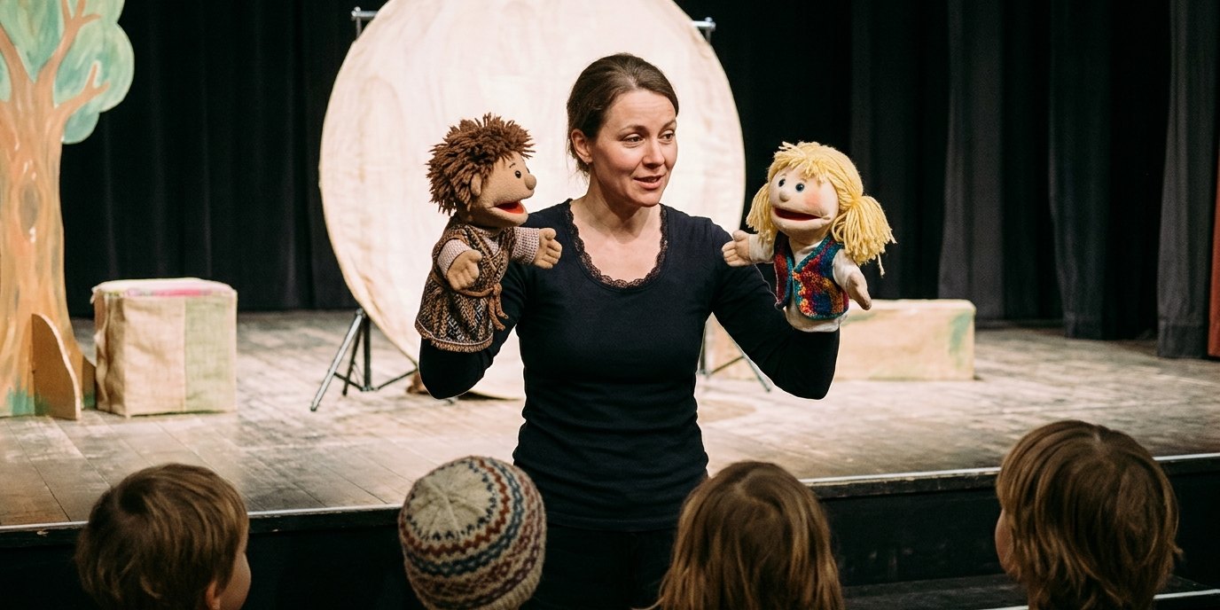 Изображение, созданное ИИ: Кукольный спектакль «Фрау Холле» — Theater der kleinen Form