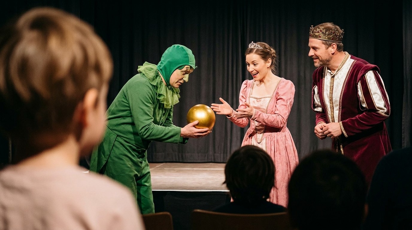 KI-generiertes Bild: Theaterstück „Froschkönig“ — Varia Vineta