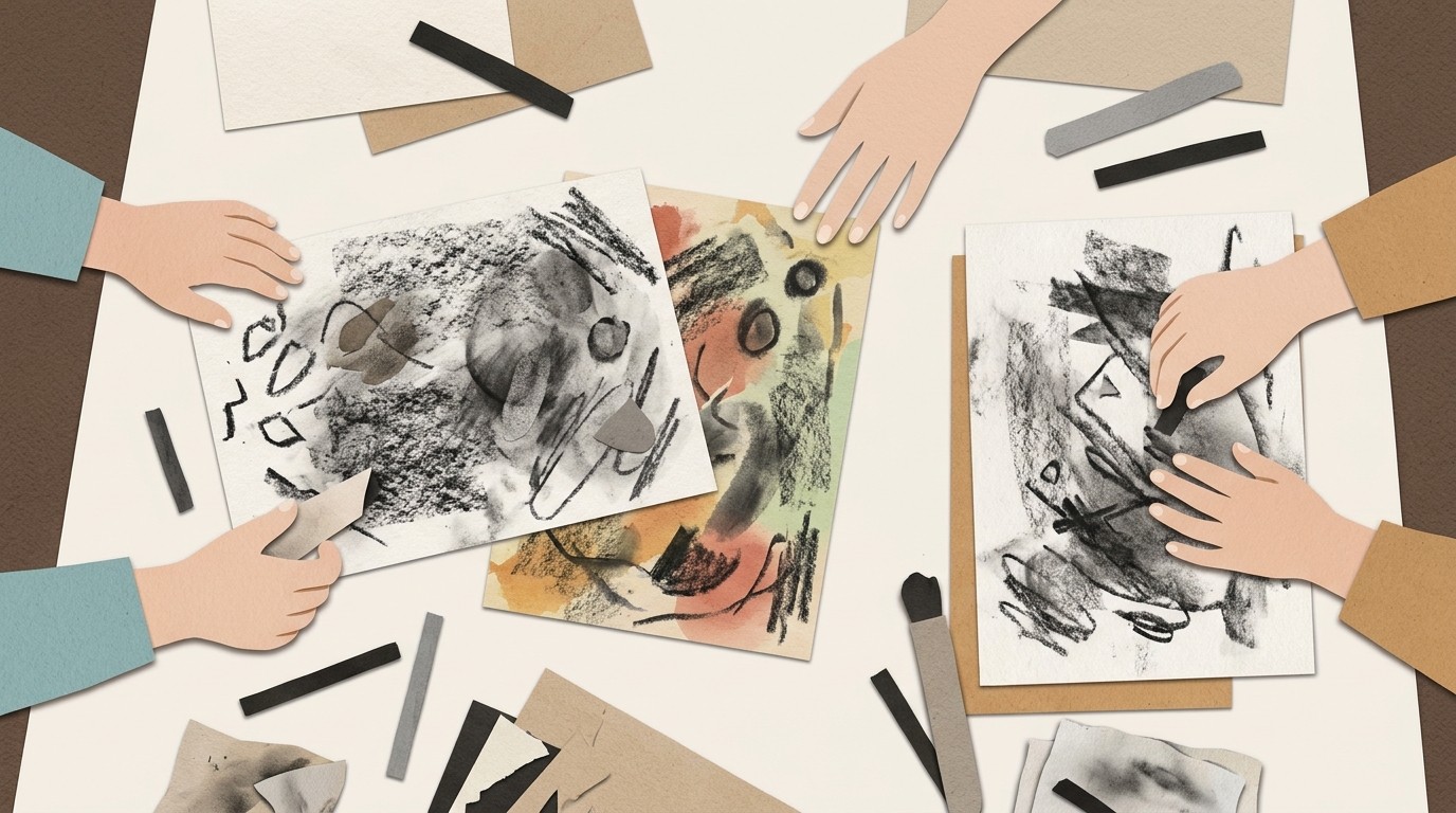 Illustration: Charcoal drawing workshop — MACHmit! Museum für Kinder