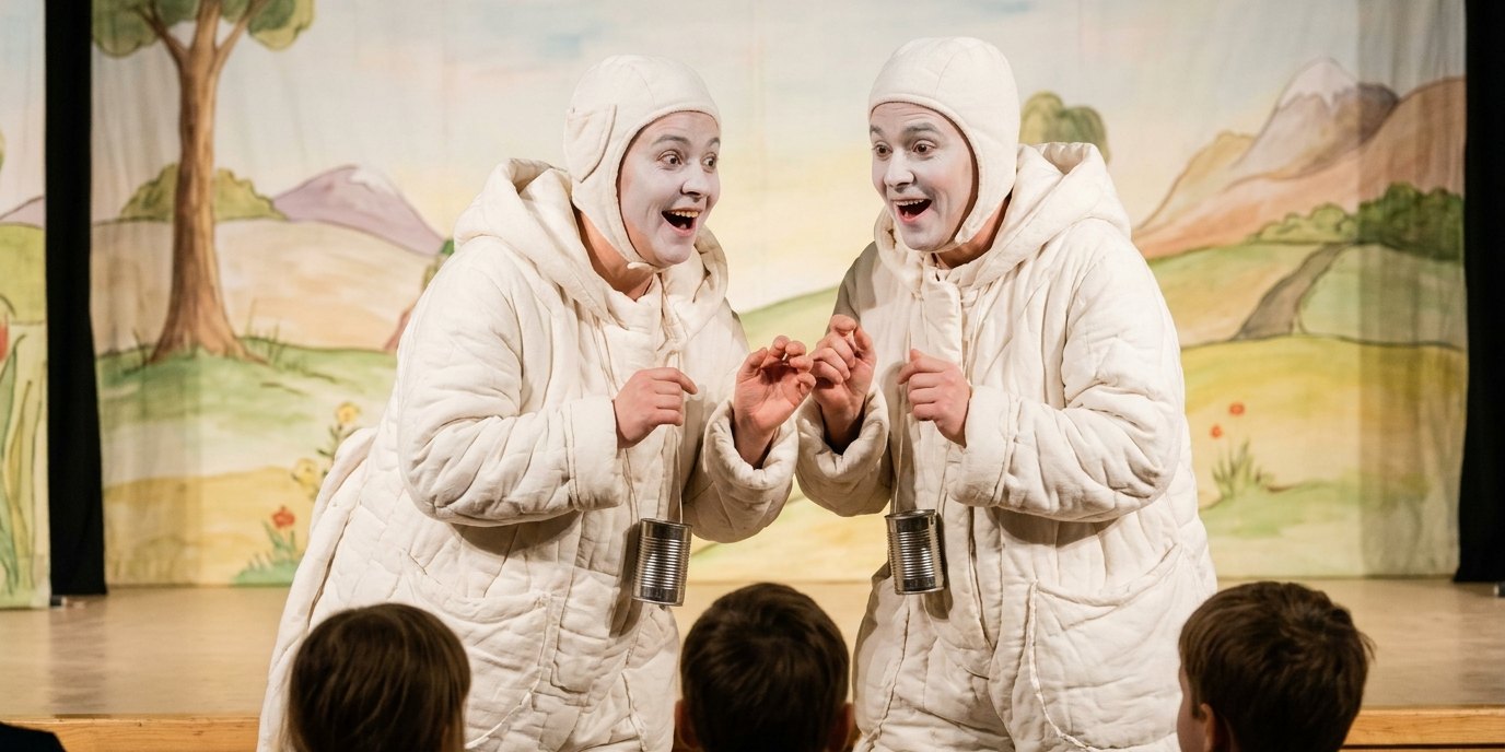 AI-generated image: Play “Flick and Flack – Becoming Friends” — ATZE Musiktheater