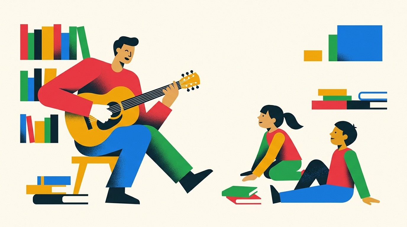 Illustration: Concert with Das Rolfsrudel — Philipp-Schaeffer-Bibliothek