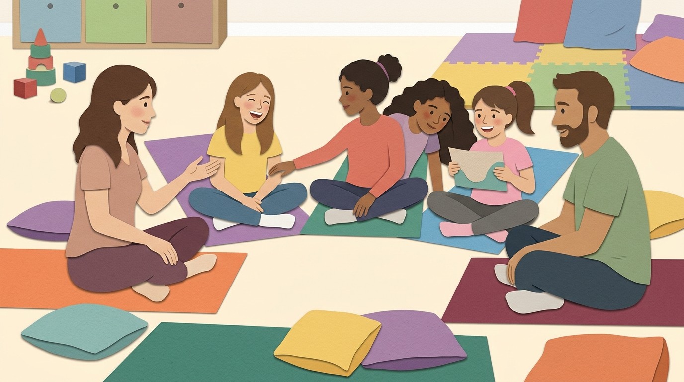 Illustration: Meetup “Raum. Stille. Stimme” — Nachbarschaftszentrum RuDi