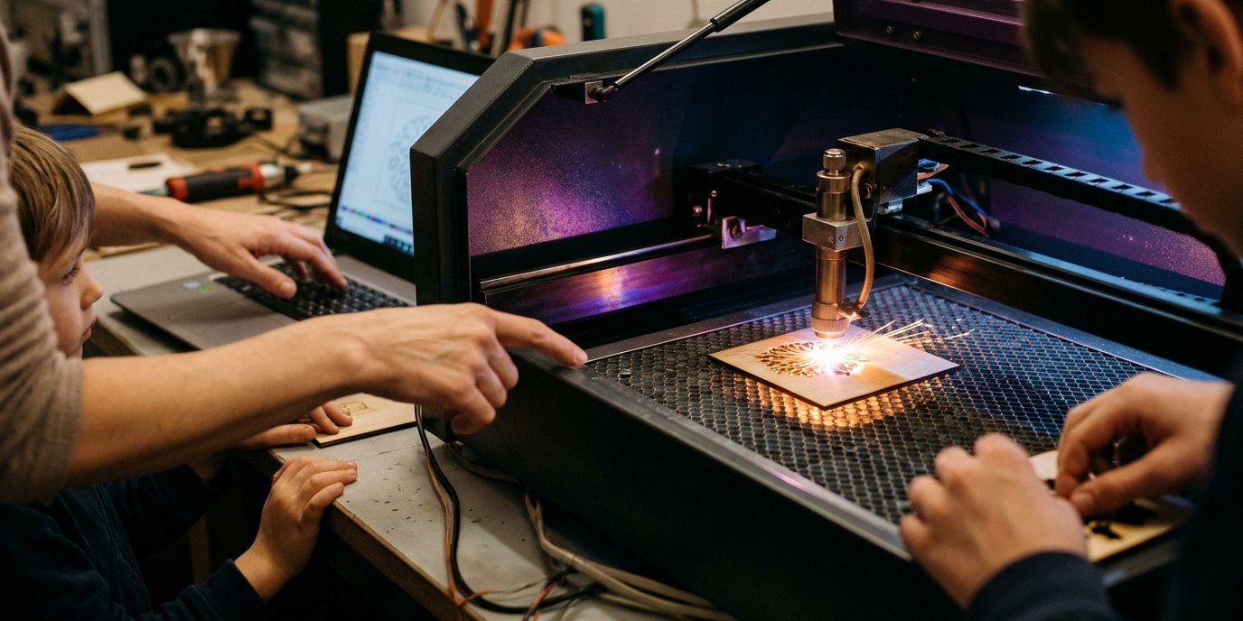 AI-generated image: Open lab evening: laser cutter — Futurium