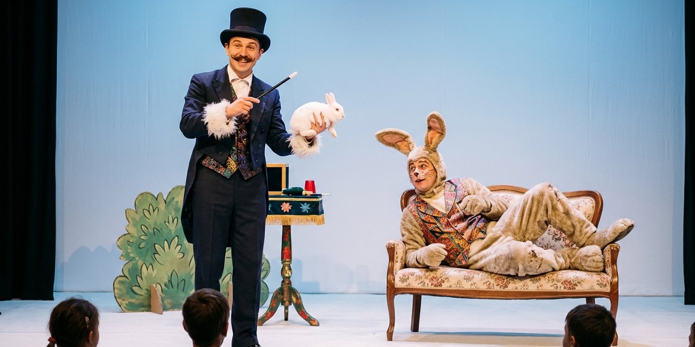 AI-generated image: Magic show “Ala Labama” — Kinder- und Familientheater Coq au Vin