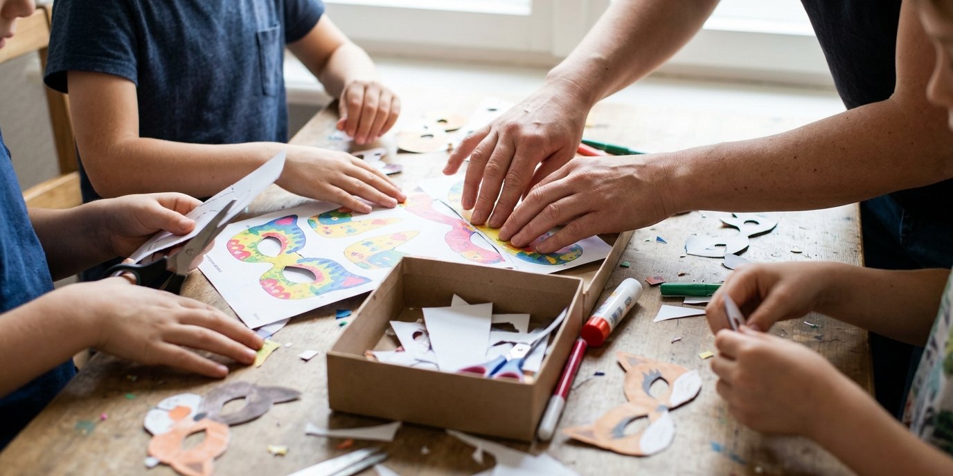 KI-generiertes Bild: Maskenworkshop „Transformers“ — Humboldt Forum im Berliner Schloss