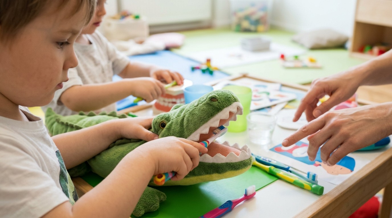 KI-generiertes Bild: Zahngesundheit — Familienzentrum groß und KLEIN