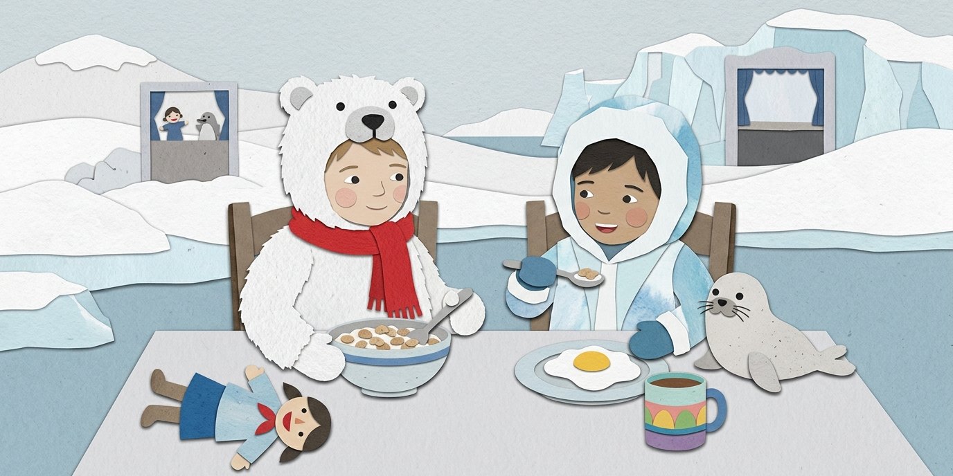 Illustration: Frühstück mit Kasper — Spargelhof Klaistow