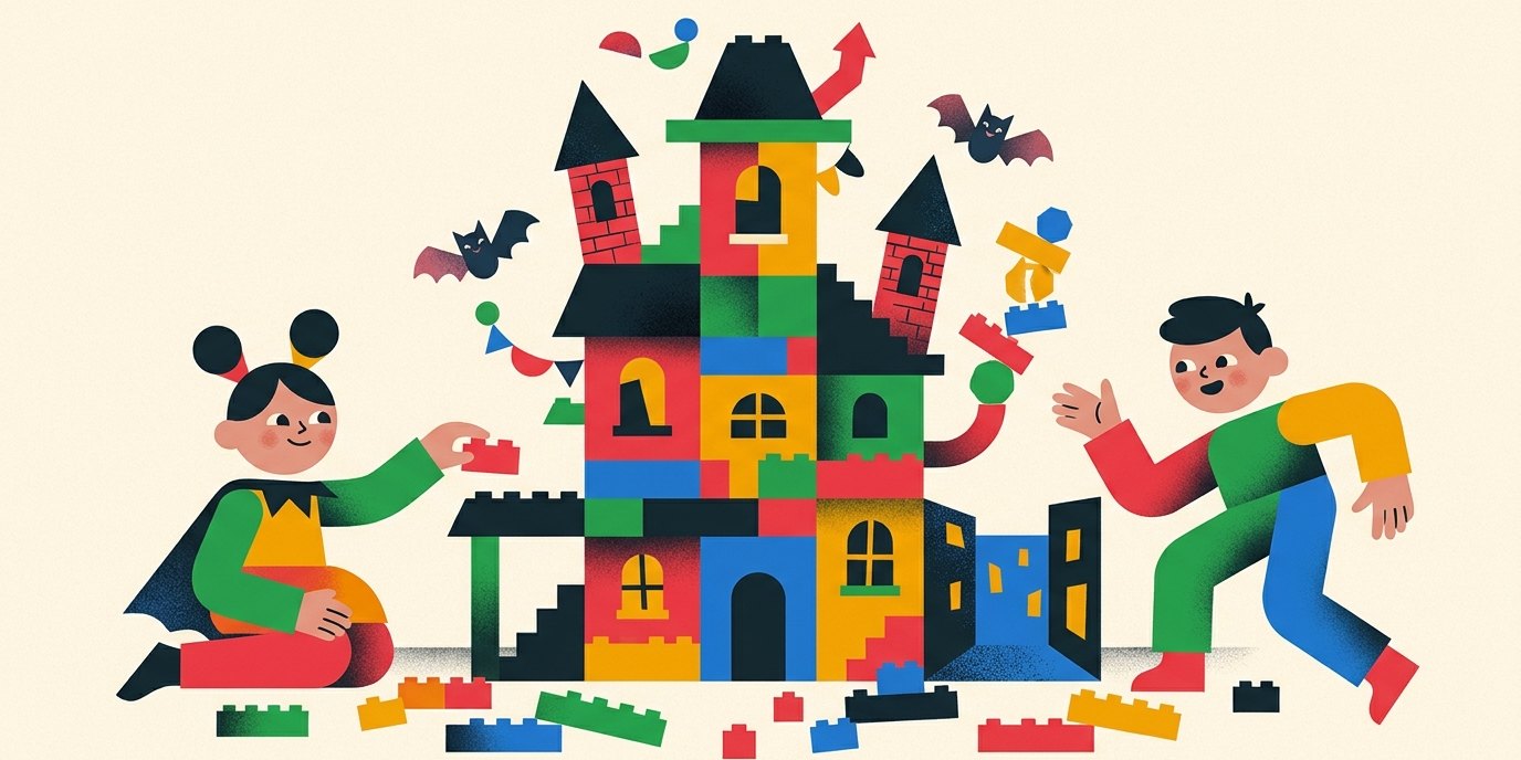 Illustration: LEGO Halloween building — Stadtteilbibliothek Reinickendorf-West