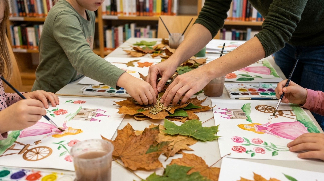 Изображение, созданное ИИ: Рисование «Im Märchen versteckt» — Wolfdietrich-Schnurre-Bibliothek