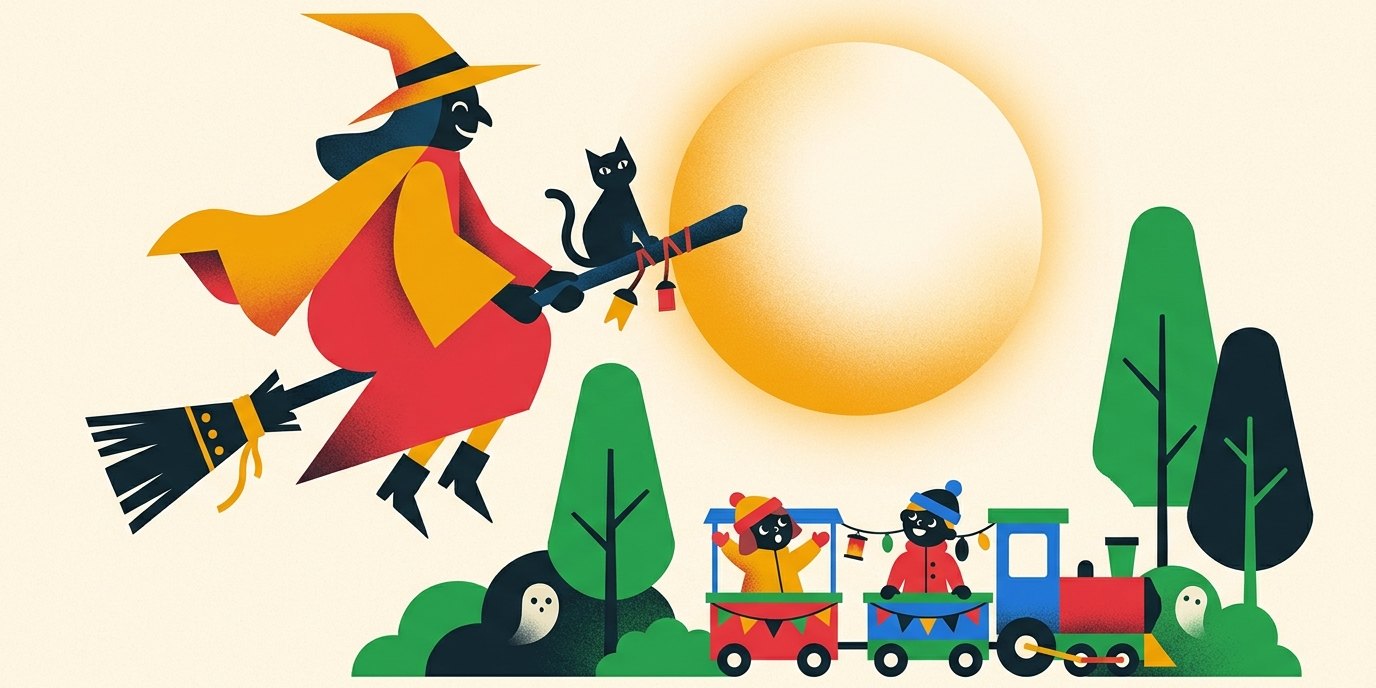 Illustration: Halloween train rides — Parkeisenbahn Wuhlheide
