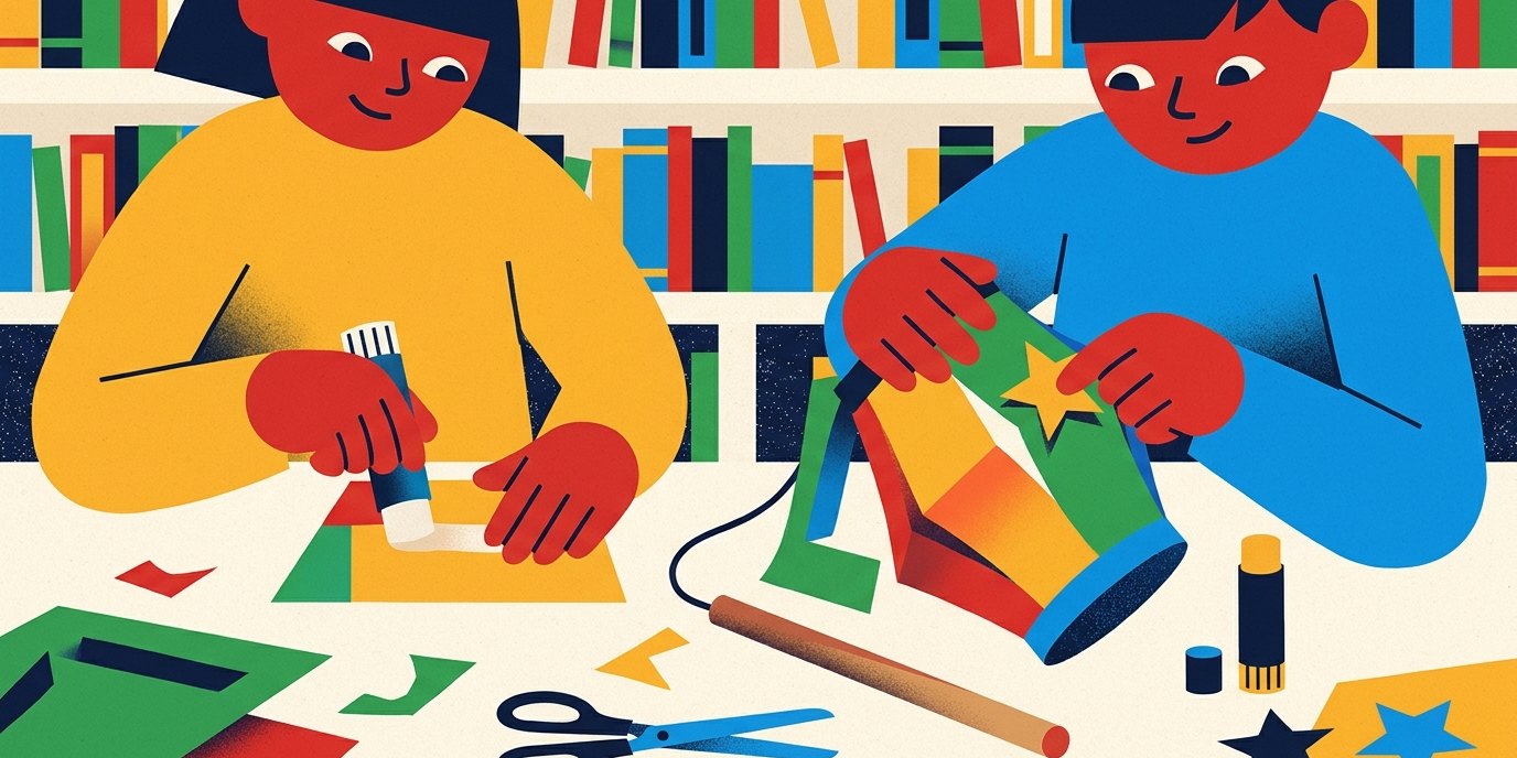 Illustration: Lantern craft workshop — Pablo-Neruda-Bibliothek