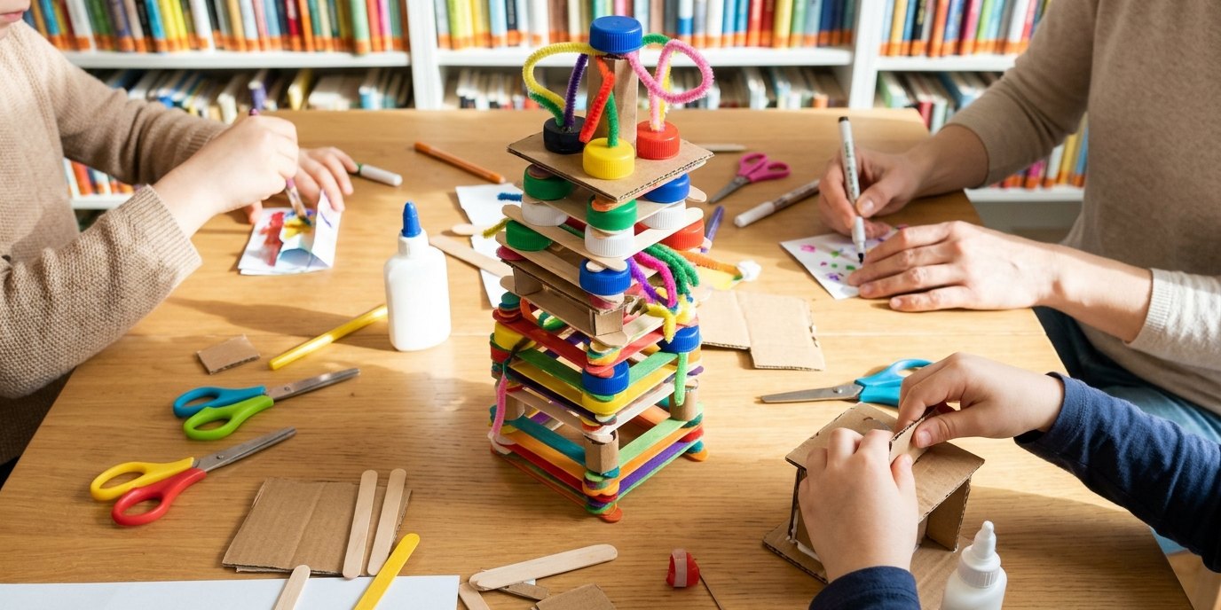 AI-generated image: Workshop “Towers from straight lines” 6–8 — Totschka — Bilingual Children's Library