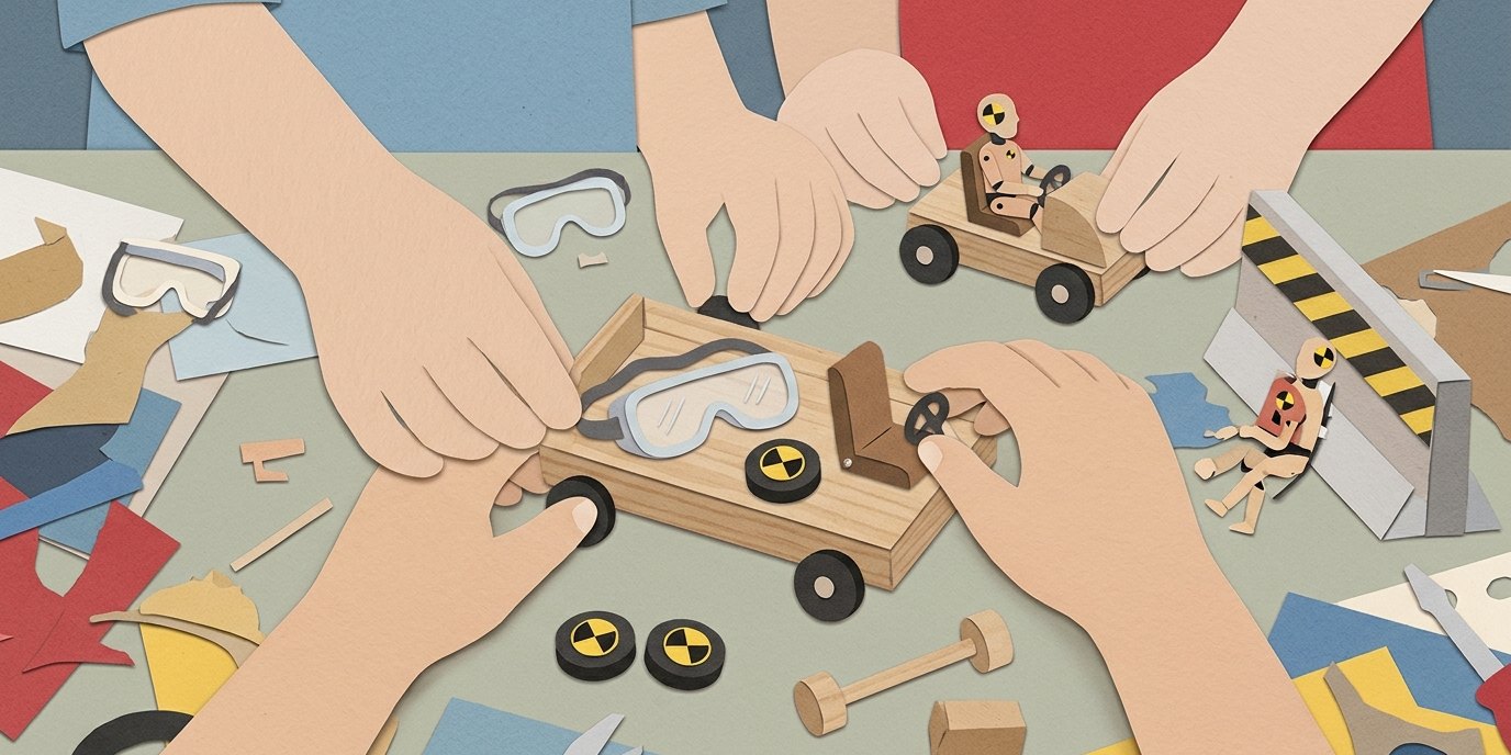 Illustration: Workshop “Crash Test: Parents vs Kids” — MINT-Heldinnen INGenius-Space
