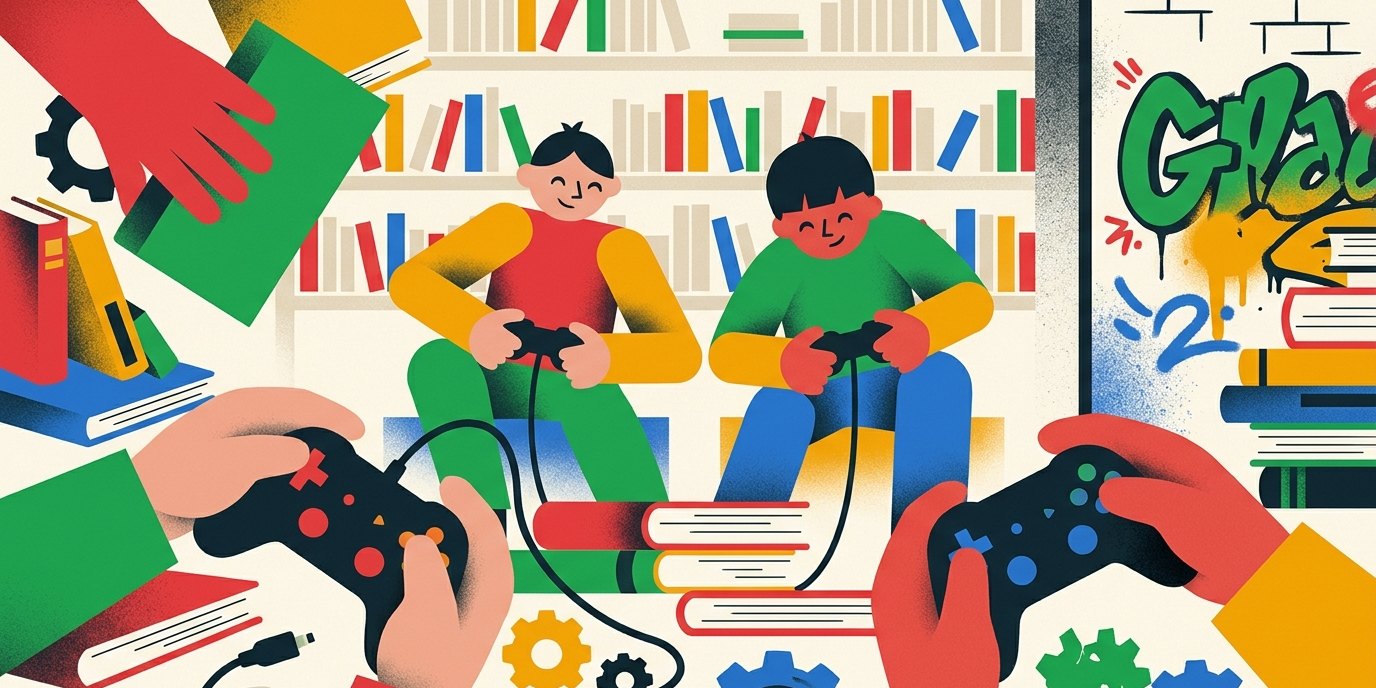 Illustration: Gaming “Game 4U” — Bibliothek Schöneberg "Theodor-Heuss-Bibliothek"