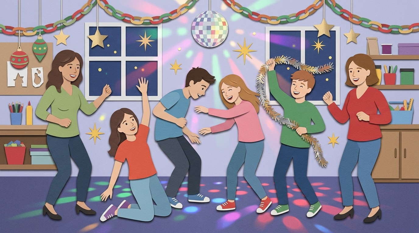 Illustration: Weihnachtsparty „Traumdisco“ — Evangelischer Jugendclub “Die Eiche”