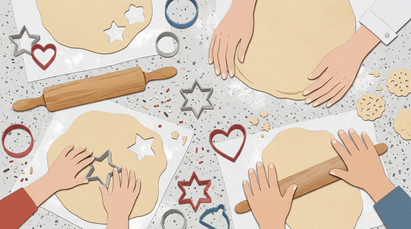 Illustration: Eltern-Kind-Backkurs „Kleckersamstag“ — Die Kleckerei
