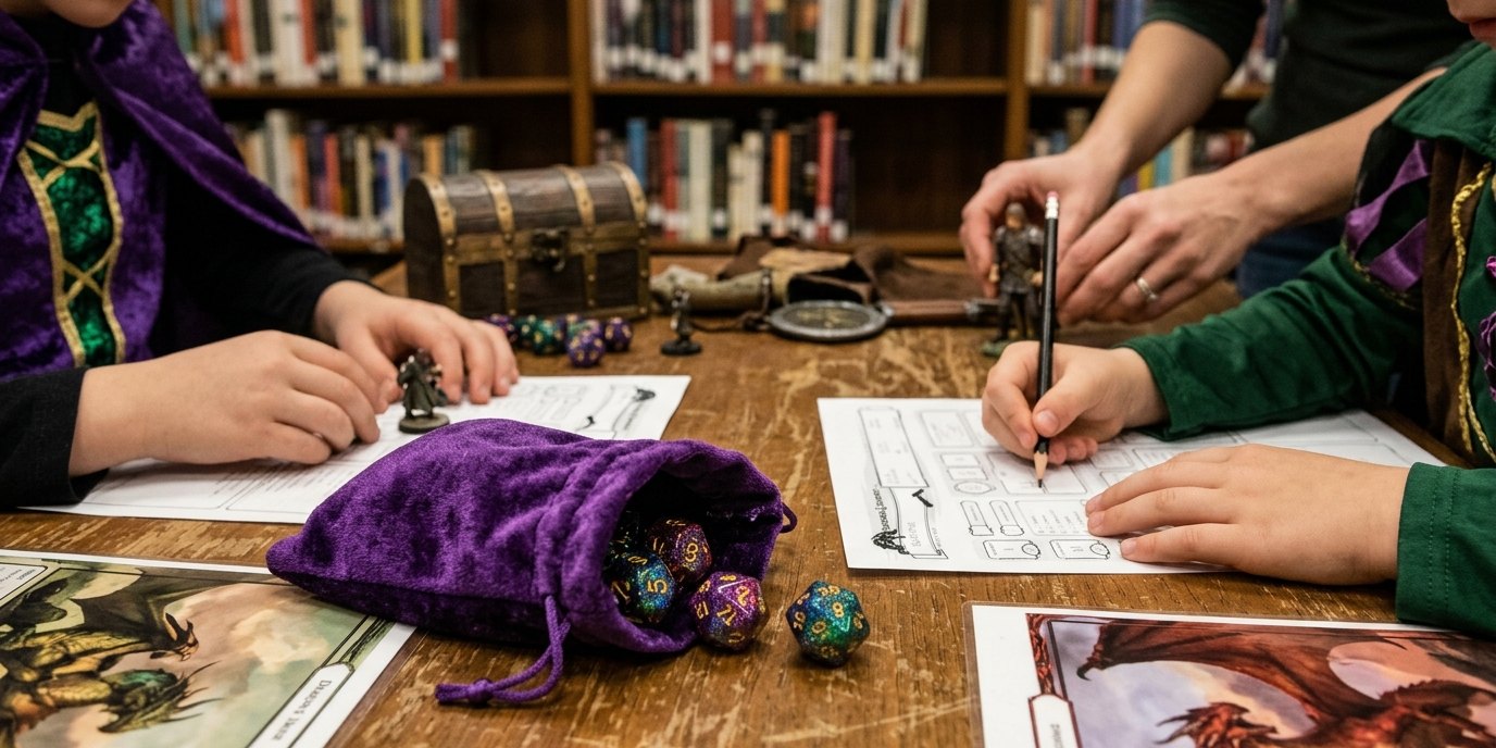 AI-generated image: Pen-and-paper RPG: Dungeons & Dragons — Amerika-Gedenkbibliothek