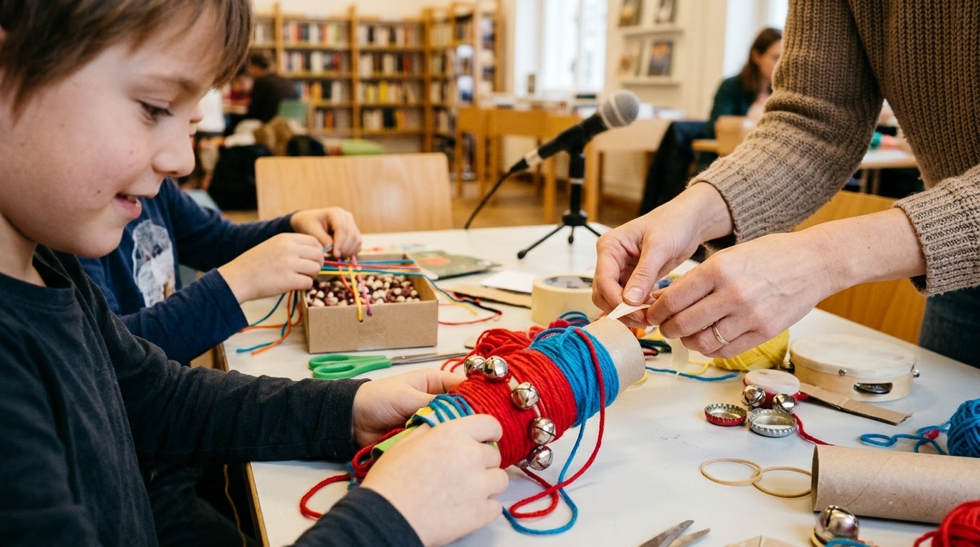 KI-generiertes Bild: Workshop: Wir machen ein Hörspiel — Bibliothek am Wasserturm