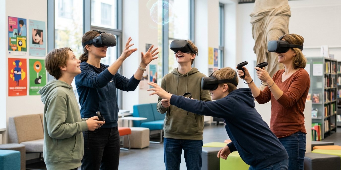 AI-generated image: VR workshop — Gertrud-Junge-Bibliothek