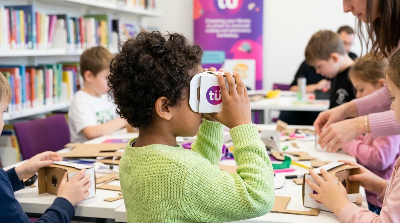 AI-generated image: Coding virtual worlds — Bibliothek im Märkischen Viertel