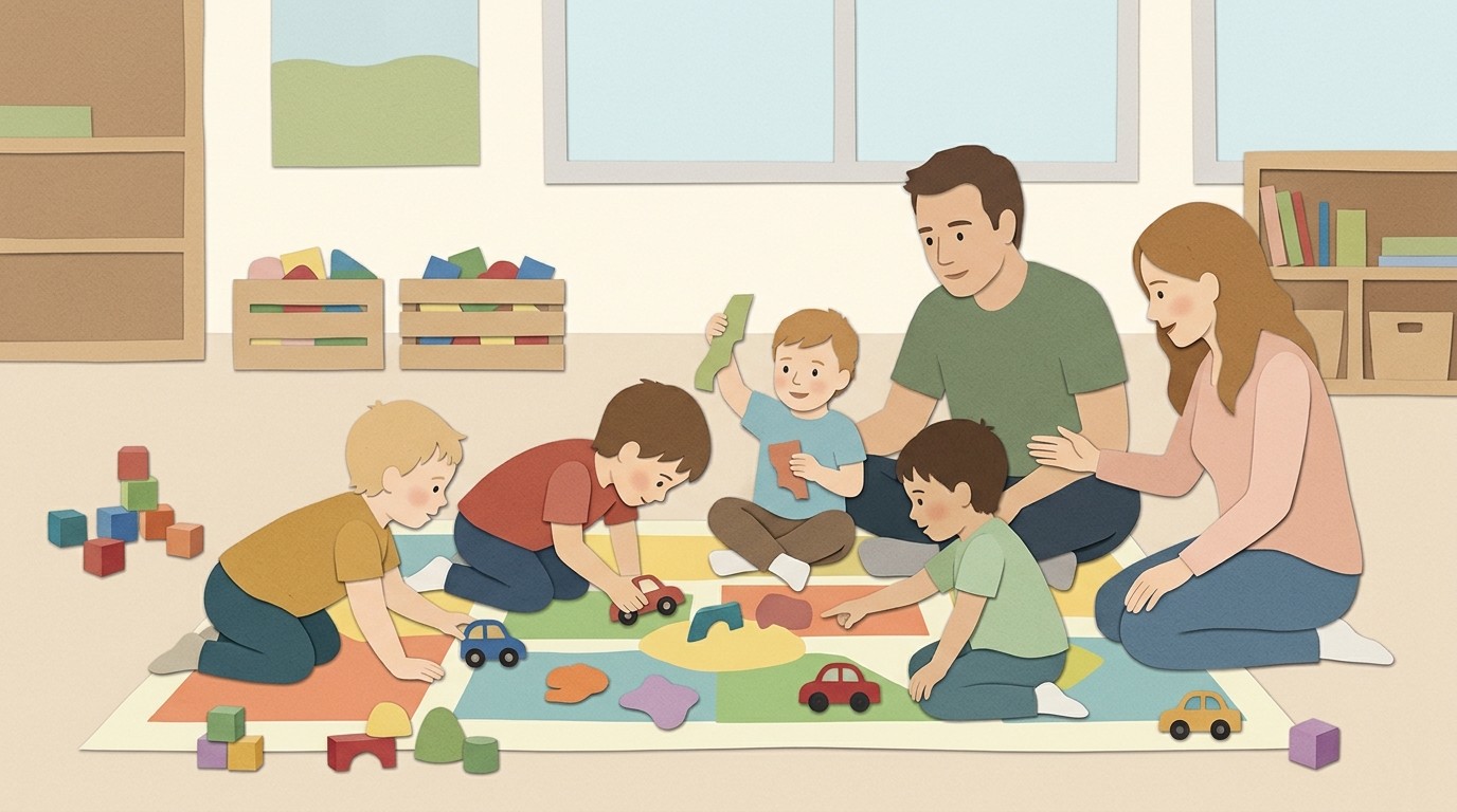 Illustration: Open family meetup — Familienzentrum FUN