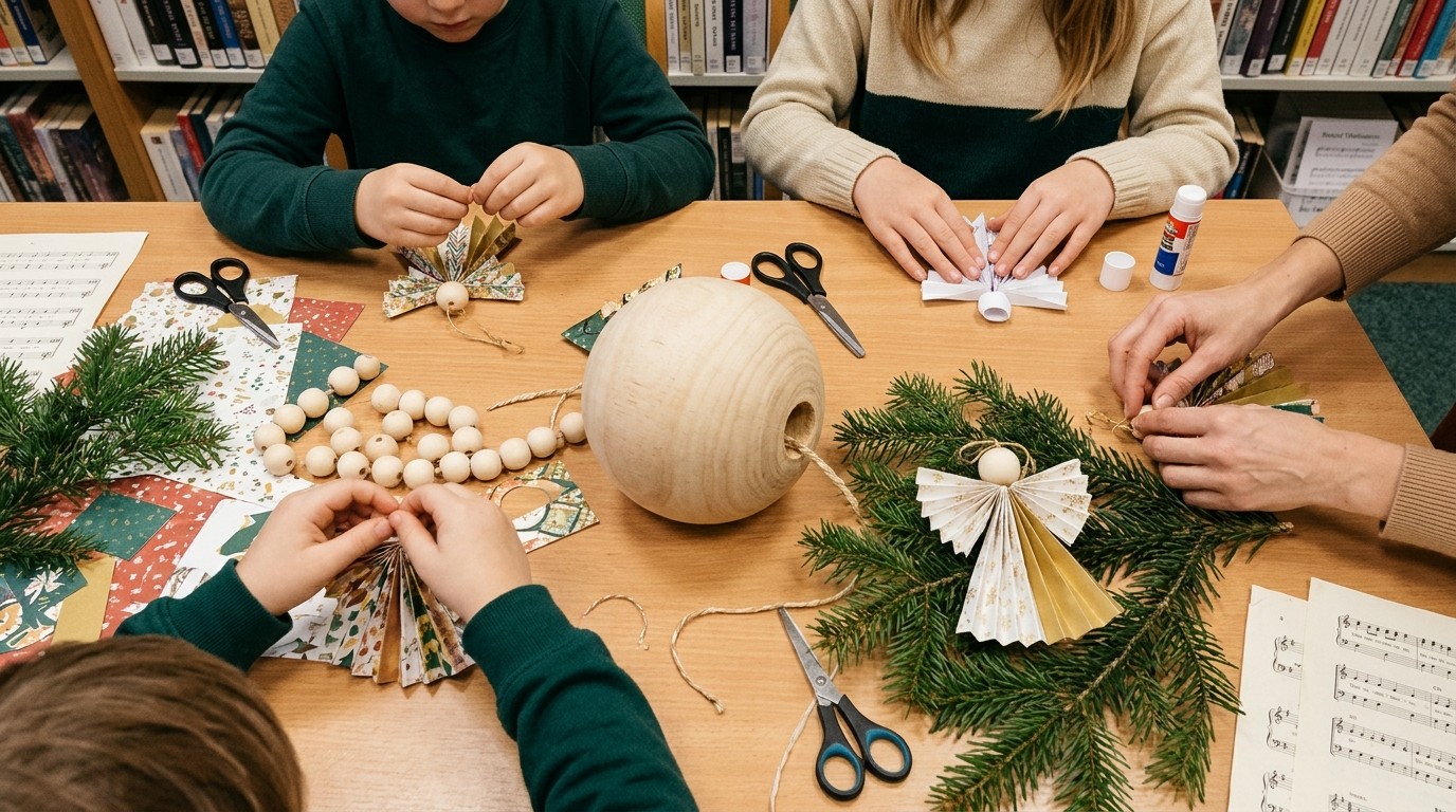 KI-generiertes Bild: Weihnachtsbasteln — Stadtteilbibliothek Lankwitz