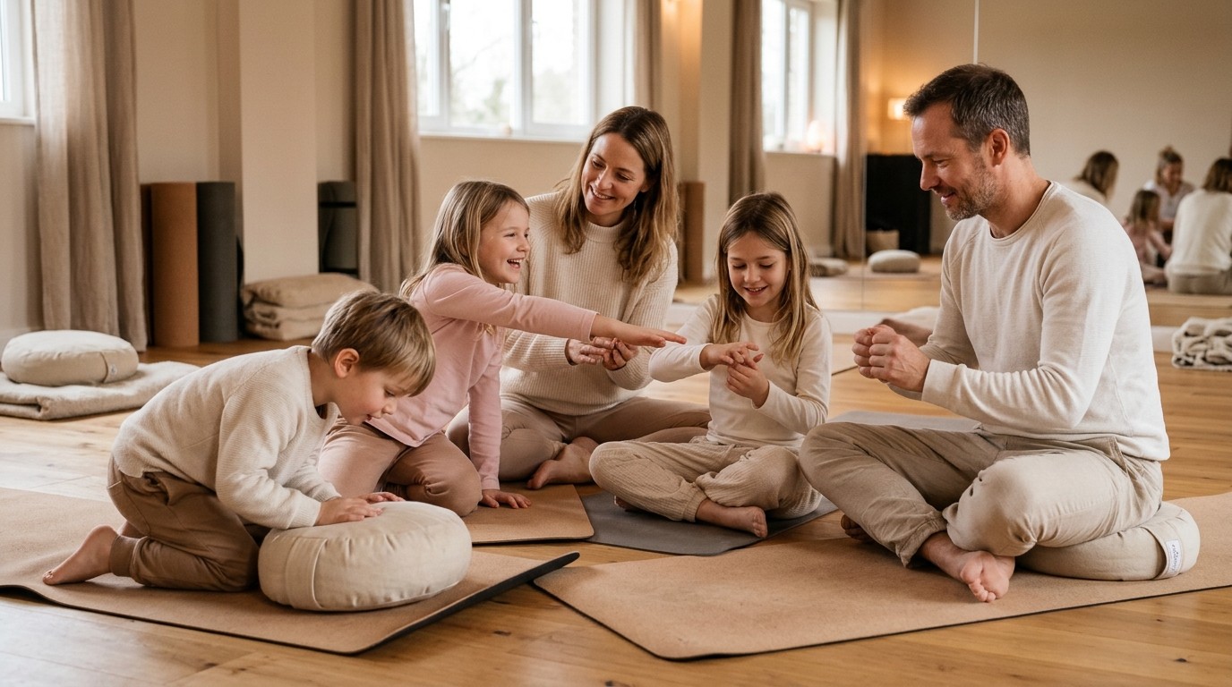 AI-generated image: Parent and child mini retreat — O-Yoga