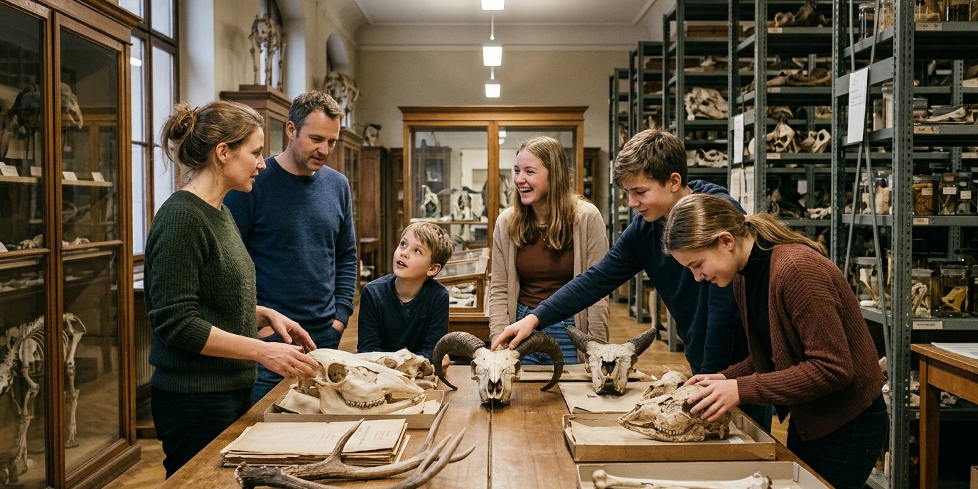 AI-generated image: Insights into research collection: mammal skulls, deer and horned animals — Museum für Naturkunde Berlin