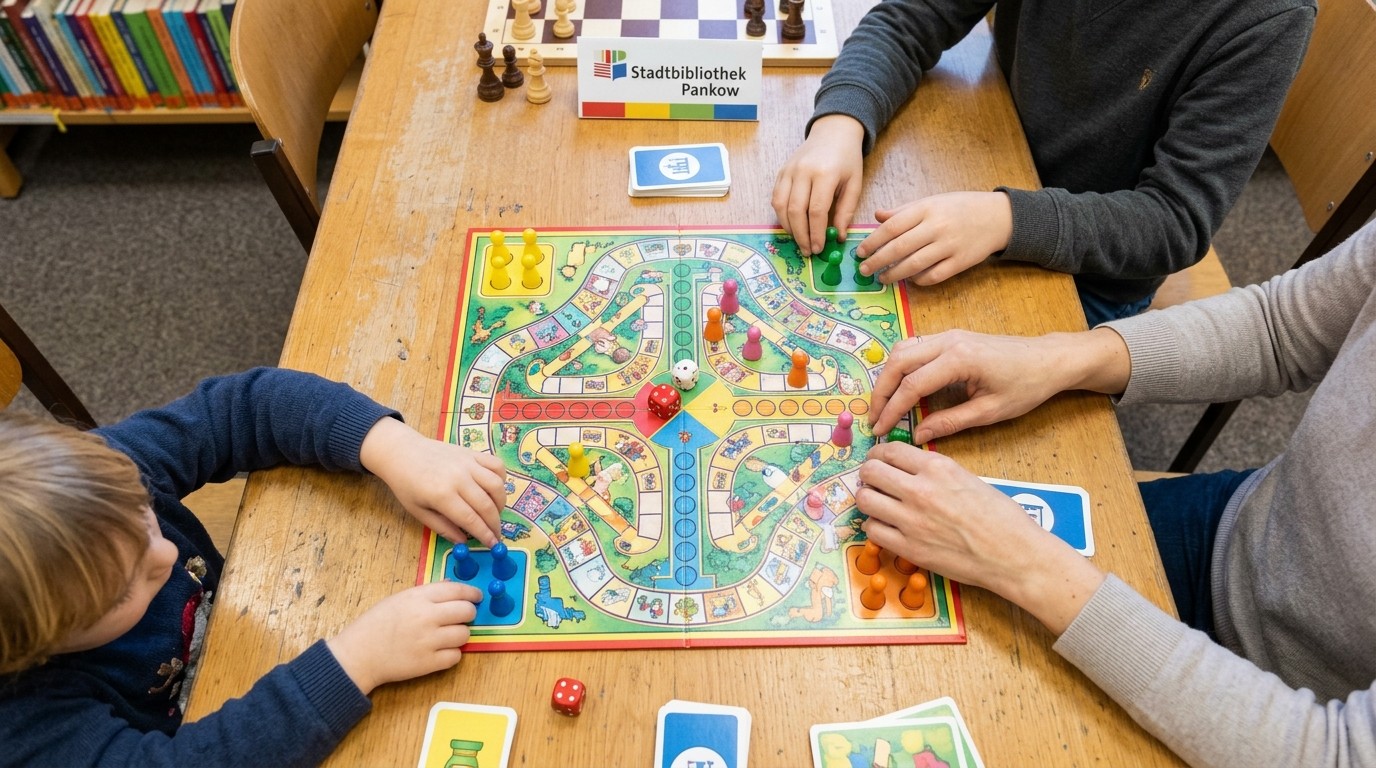 AI-generated image: Monday board games — Wolfdietrich-Schnurre-Bibliothek