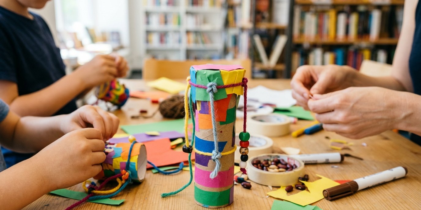 AI-generated image: Upcycling art workshop — Schiller-Bibliothek