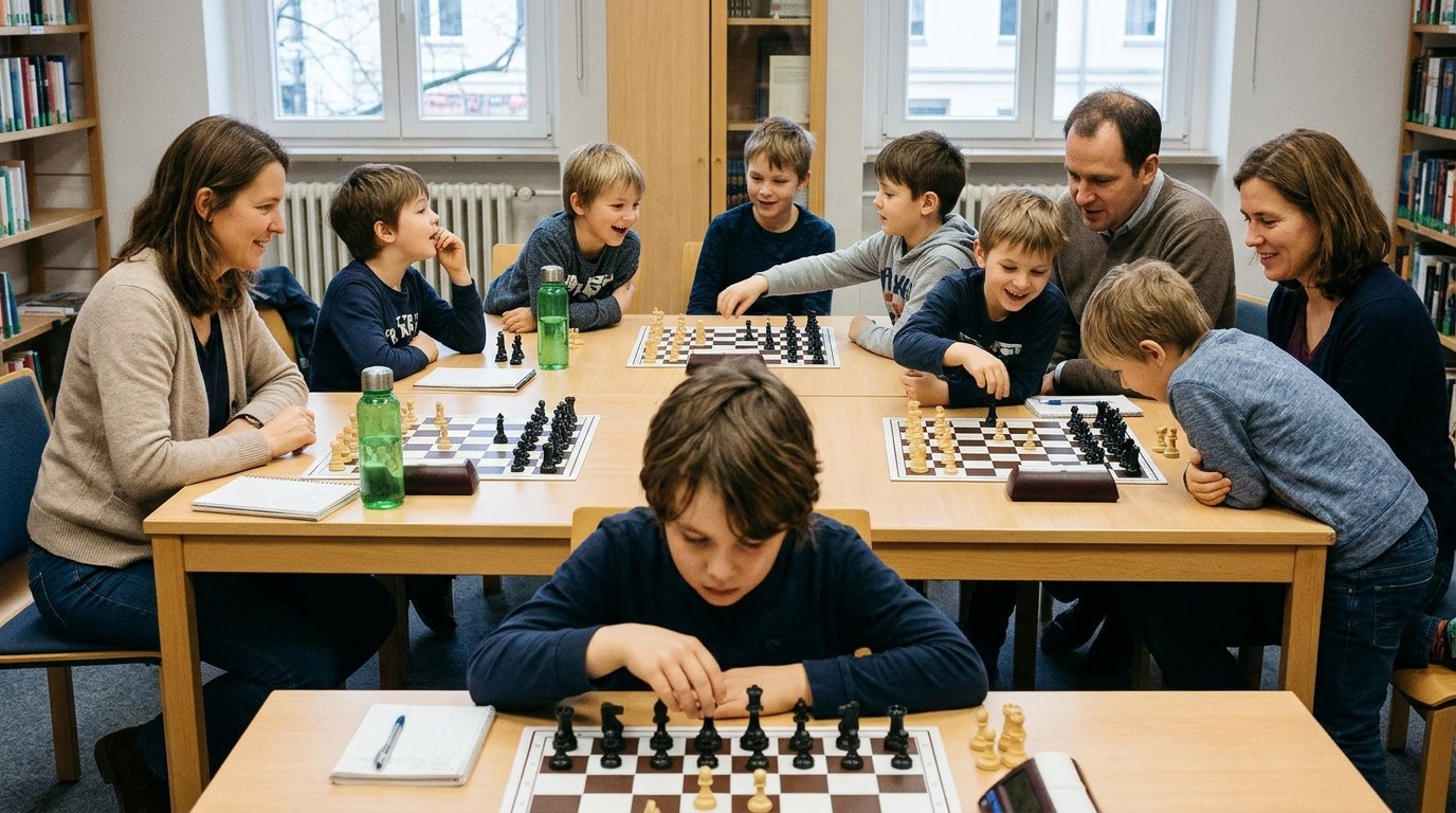 AI-generated image: Chess and memory training — Mark-Twain-Bibliothek