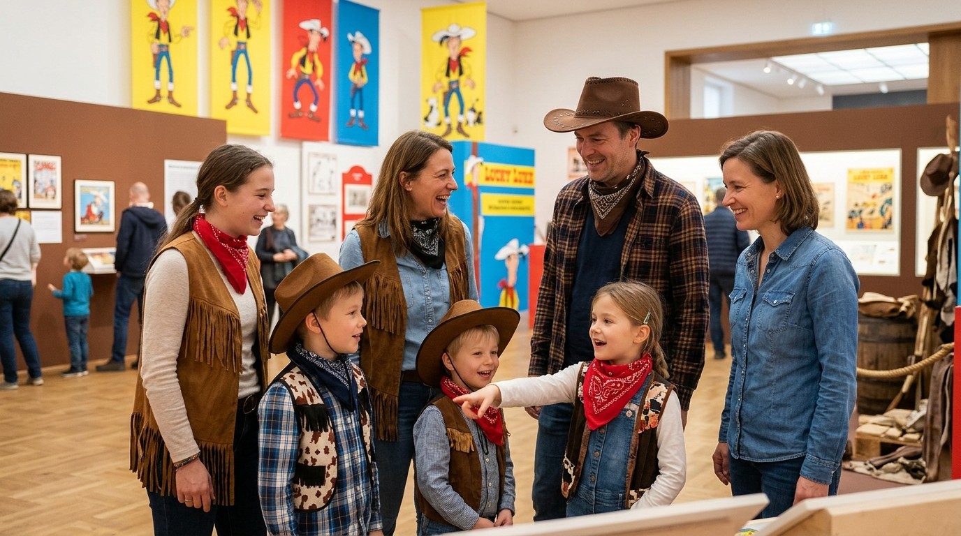 AI-generated image: Lucky Luke 80th birthday party — Museum für Kommunikation Berlin