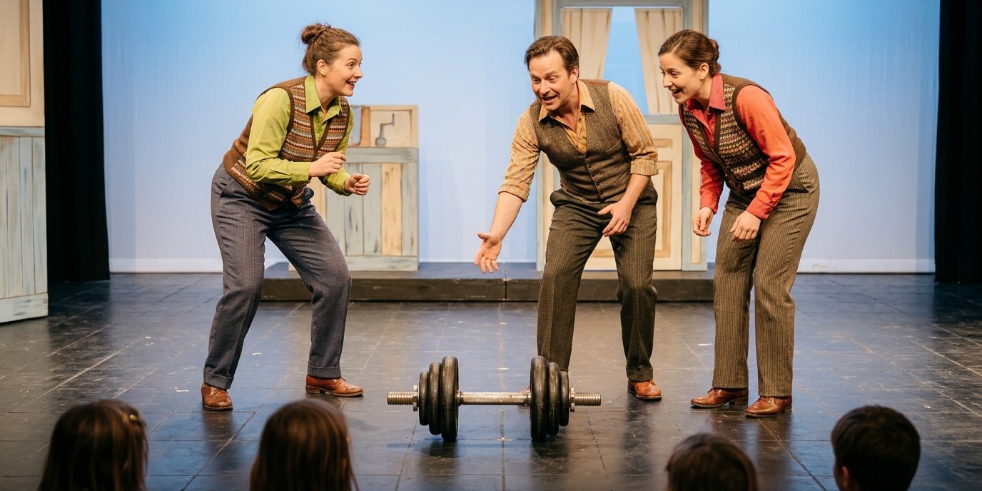 AI-generated image: Play “Gym Bros” — KungerKiezTheater im Park Center Treptow