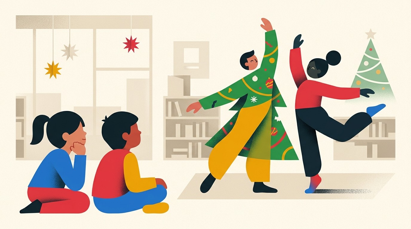 Иллюстрация: Танцевальный спектакль «O je, Tannenbaum!» — Ingeborg-Drewitz-Bibliothek