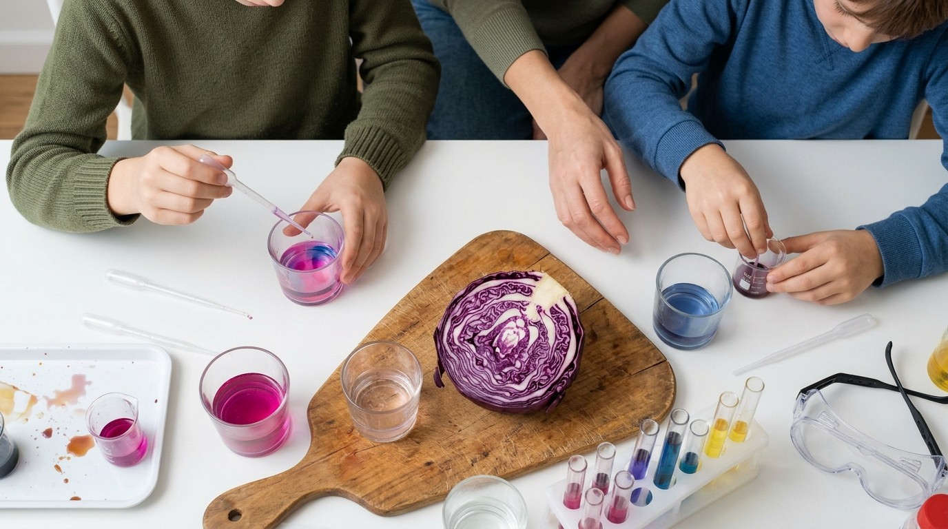 KI-generiertes Bild: Workshop „Das Rotkohl-Labor“ — MINT-Heldinnen A32