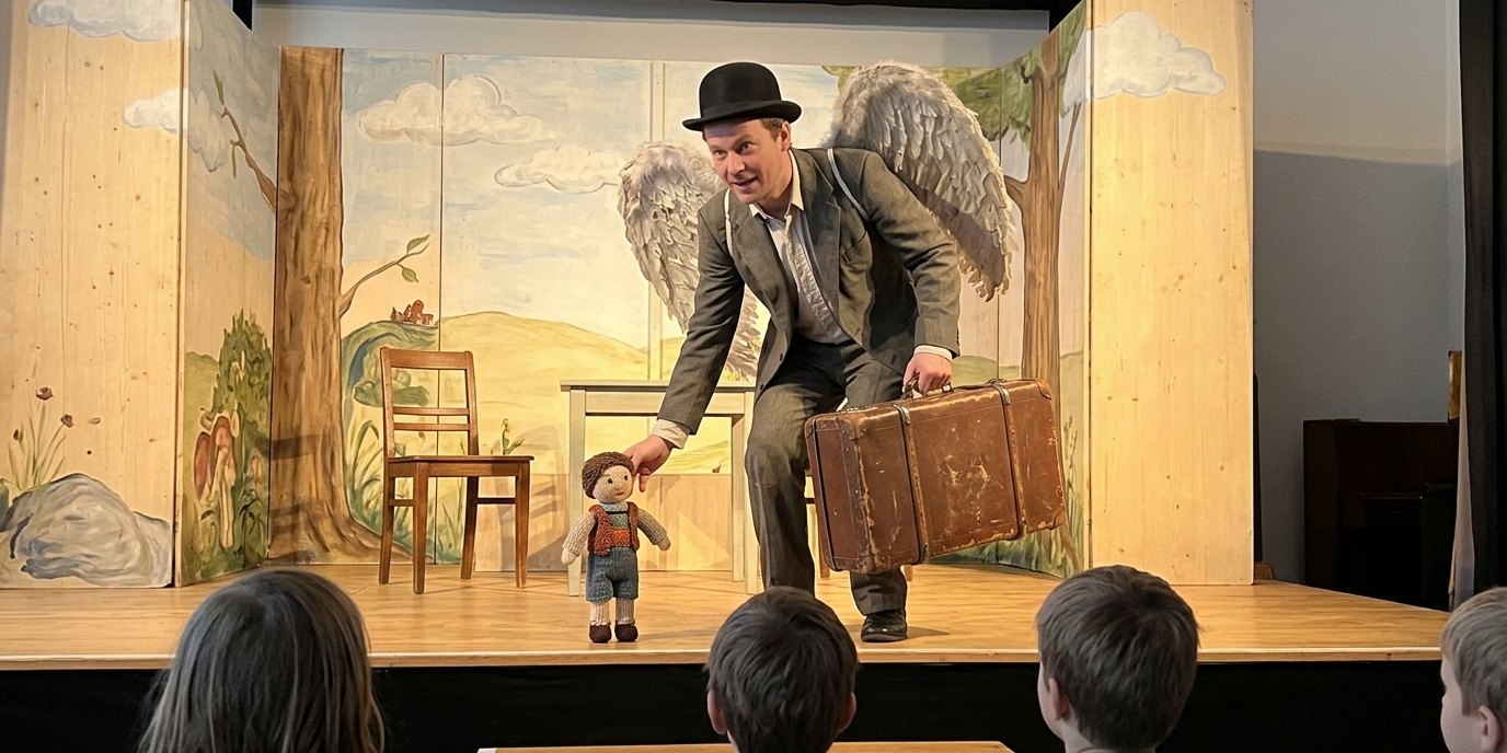 AI-generated image: Christmas play “Isabels Engel” — Fliegendes Theater