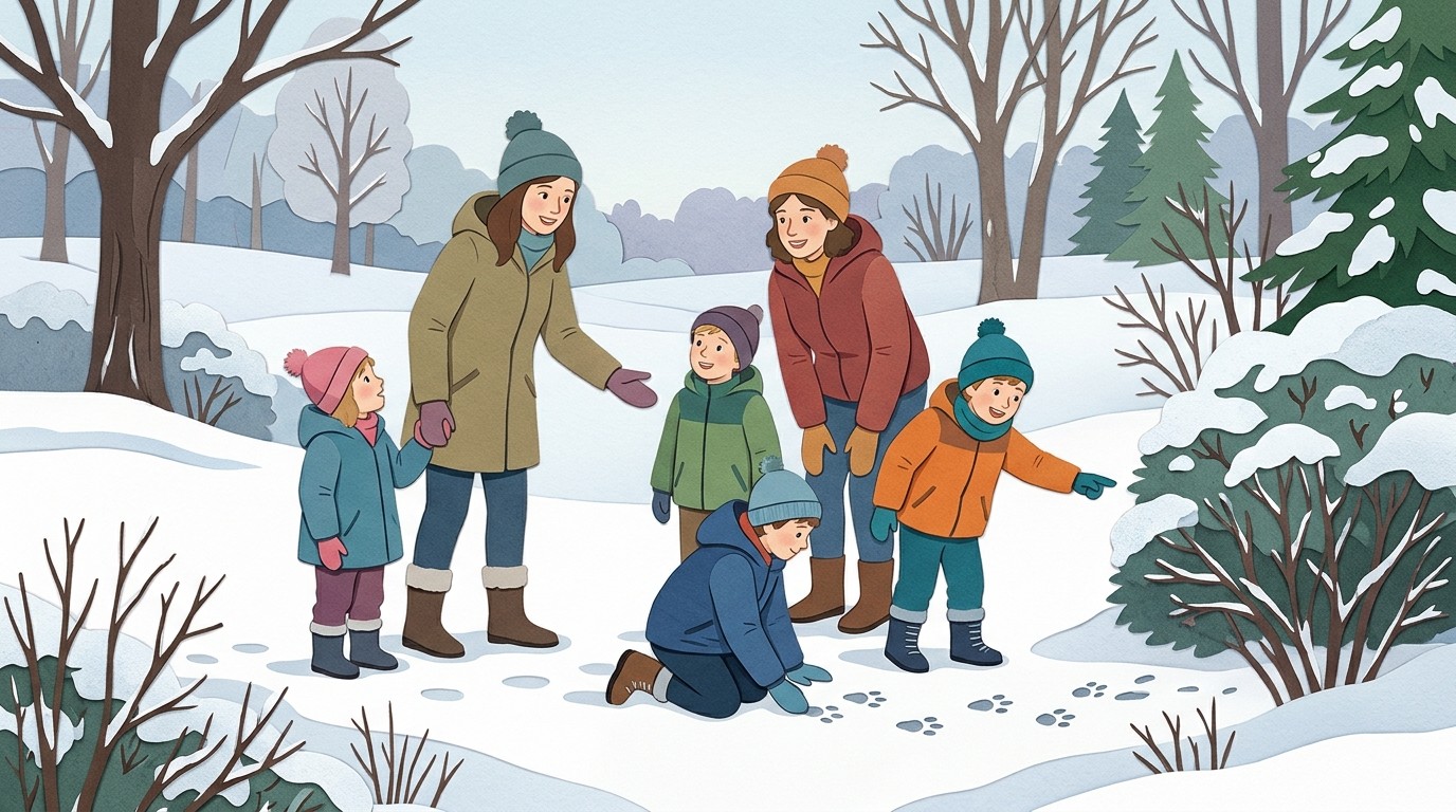 Illustration: Family research: animals in winter — Freilandlabor Britz e.V.