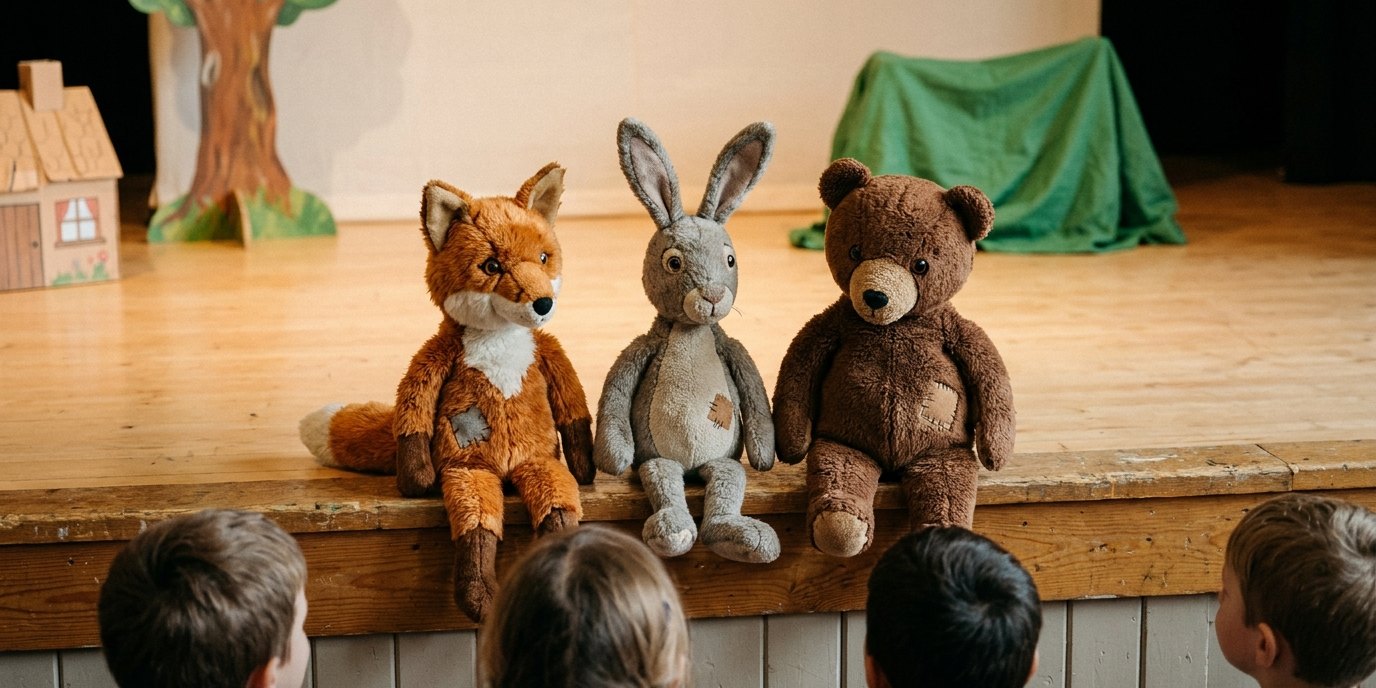 Изображение, созданное ИИ: Спектакль «Комар и медведь» — Theater der kleinen Form