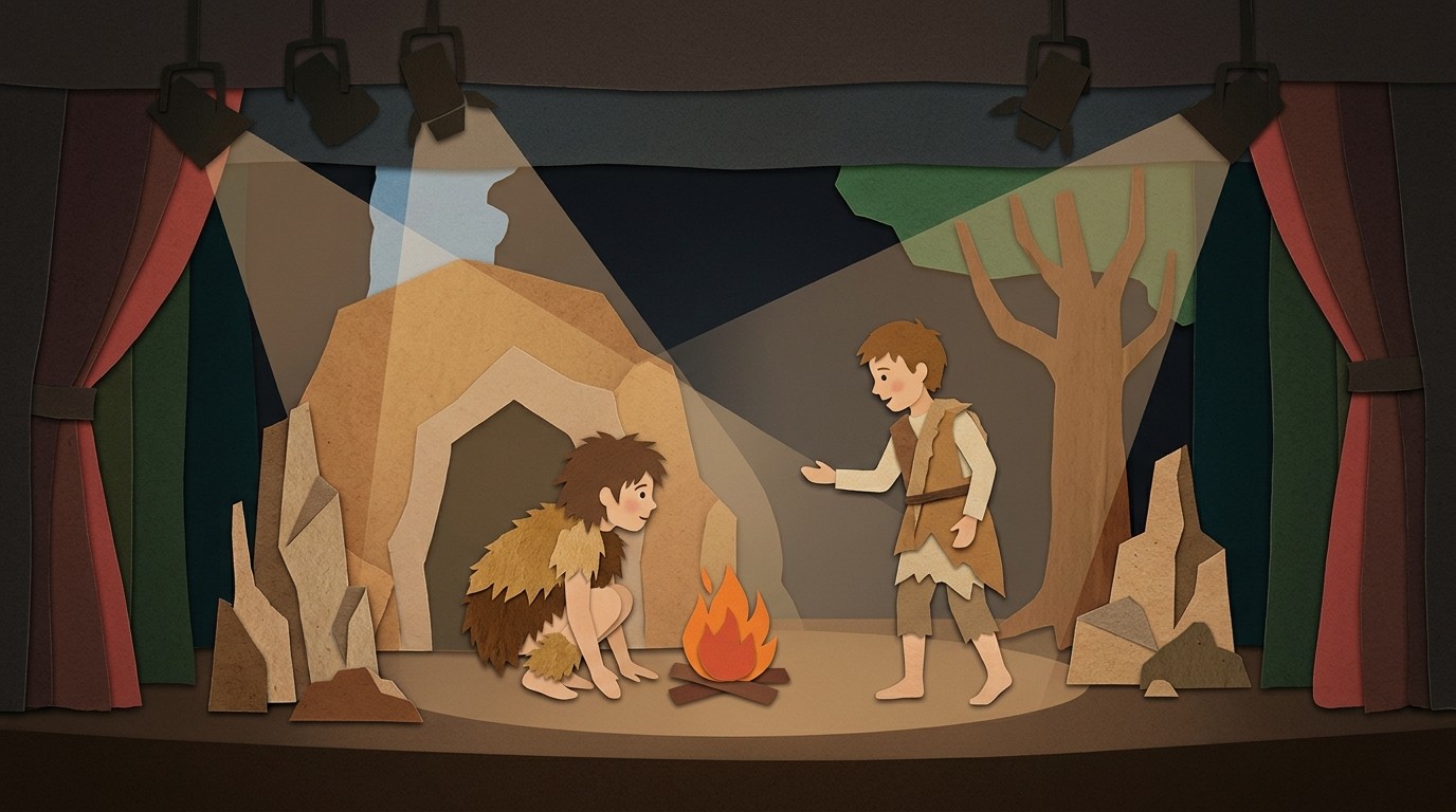 Illustration: Play “The Cave Child” — Fliegendes Theater