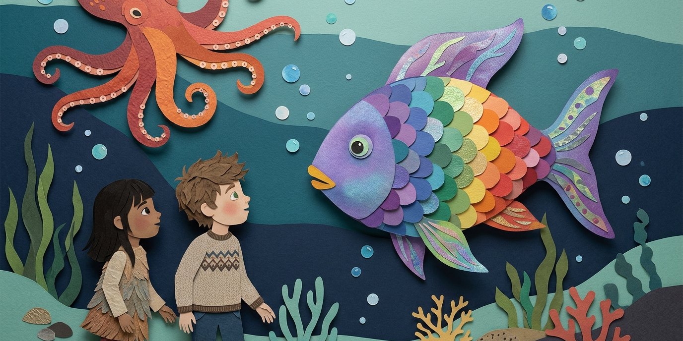 Illustration: Planetarium show “The Rainbow Fish and His Friends” — Zeiss-Großplanetarium