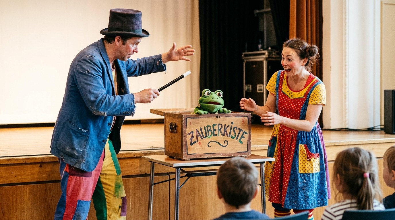 AI-generated image: Clown show “Hops & Hopsi” — Kulturhaus Spandau