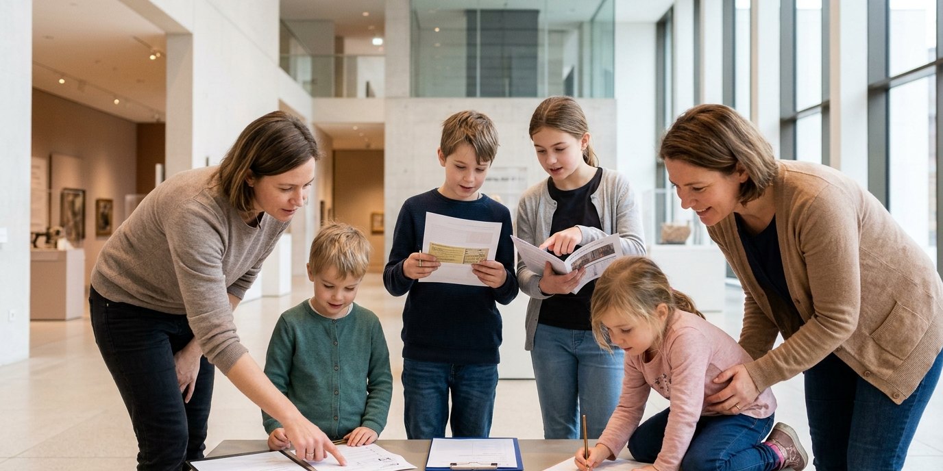 KI-generiertes Bild: Familienworkshop „Spurensuche“ — Neues Museum