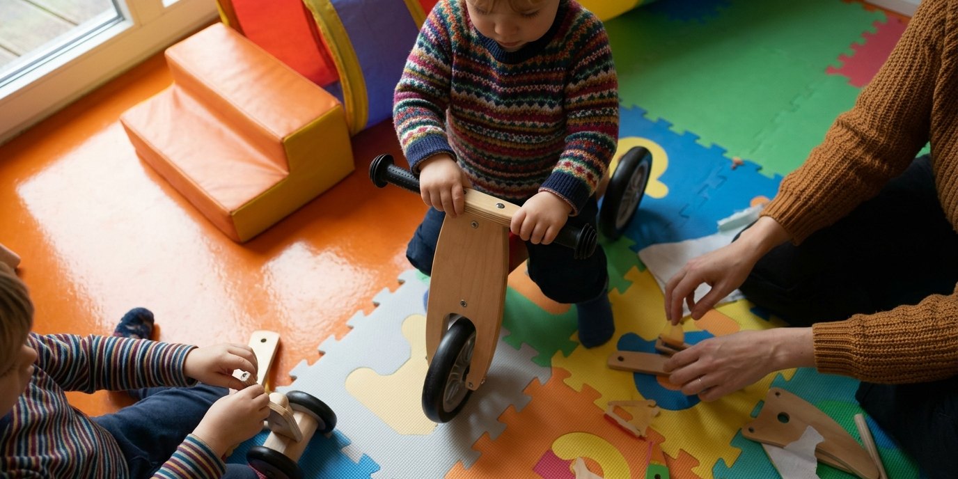 AI-generated image: Winter play room (ages 1–4) — Familienzentrum Fischerinsel im KREATIVHAUS