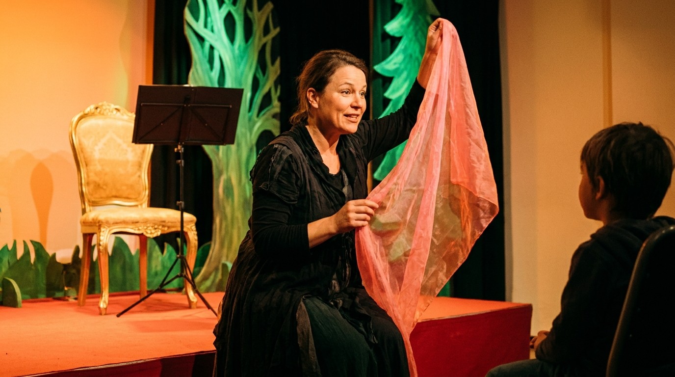KI-generiertes Bild: Erzähltheater „Schöne Geschichten“ — KungerKiezTheater im Park Center Treptow