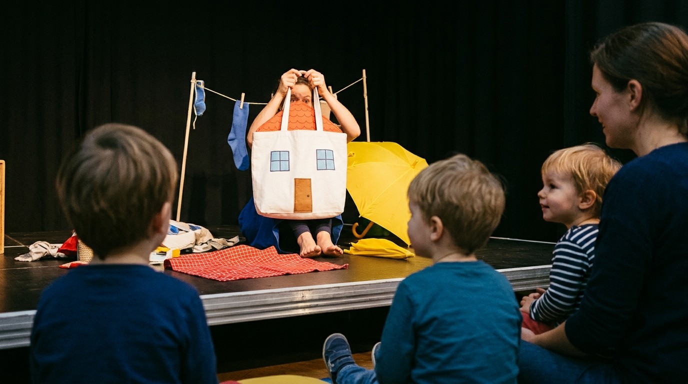 AI-generated image: Puppet show “Socke, Mond und Sterne” — FEZ-Berlin — Studiobühne (Raum 214)