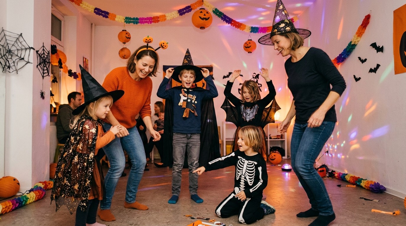 AI-generated image: Halloween disco — Großstadtzimmer