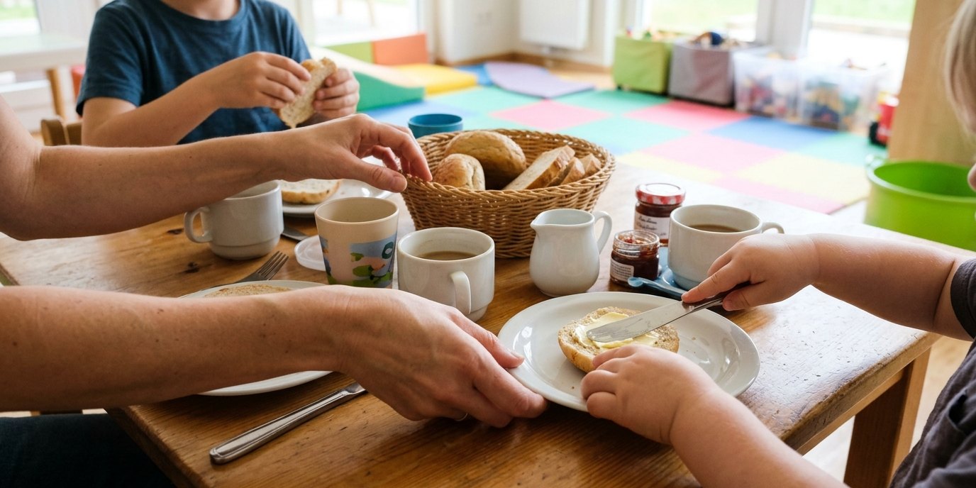 AI-generated image: Family breakfast — Familien- und Begegnungszentrum "Die Brücke"